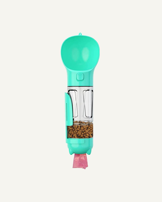 New ! Multifunction Dog Water Bottle – With Food Container, Waste Bags & Poop Scoop